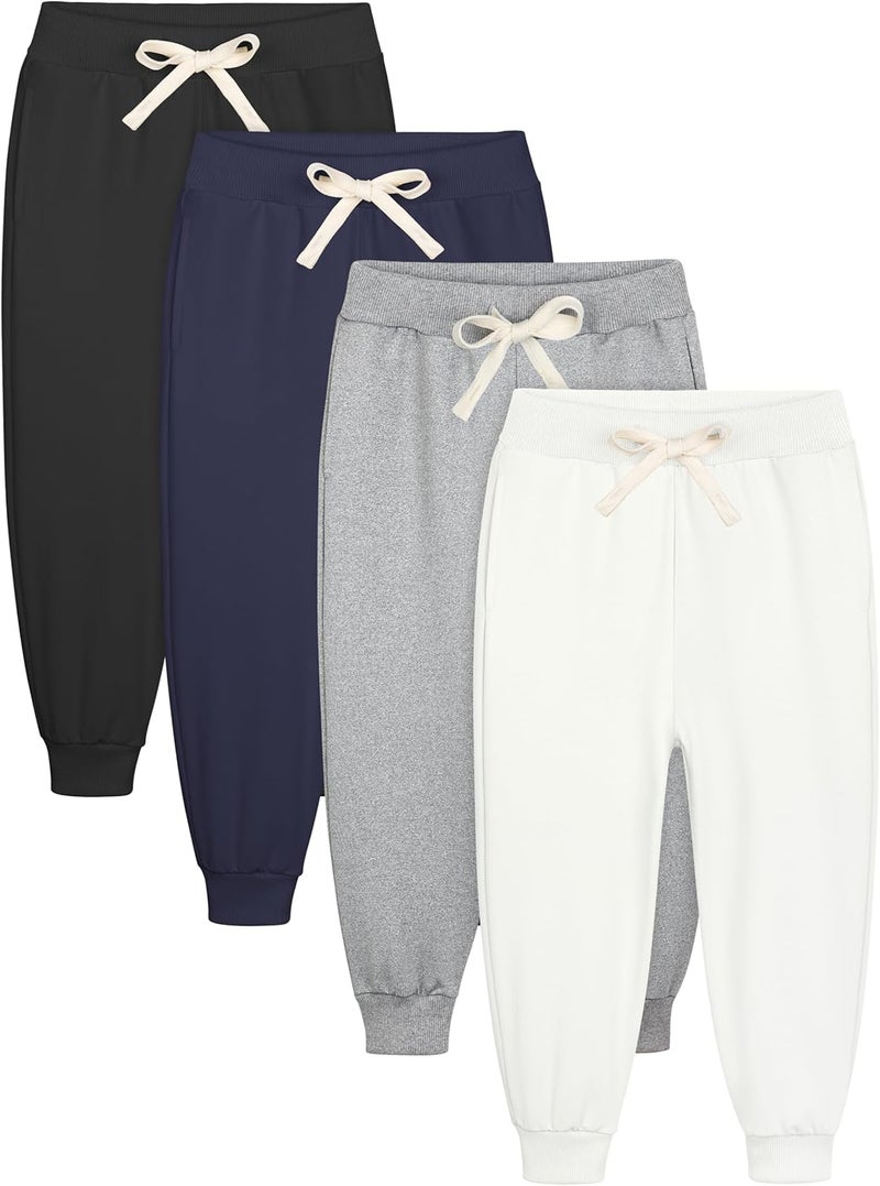 Resinta 4 Pack Toddler Girls Sweatpants Girls Athletic Jogger Pants with Drawstring Pockets Kids Casual Pull On Pants - Image 1